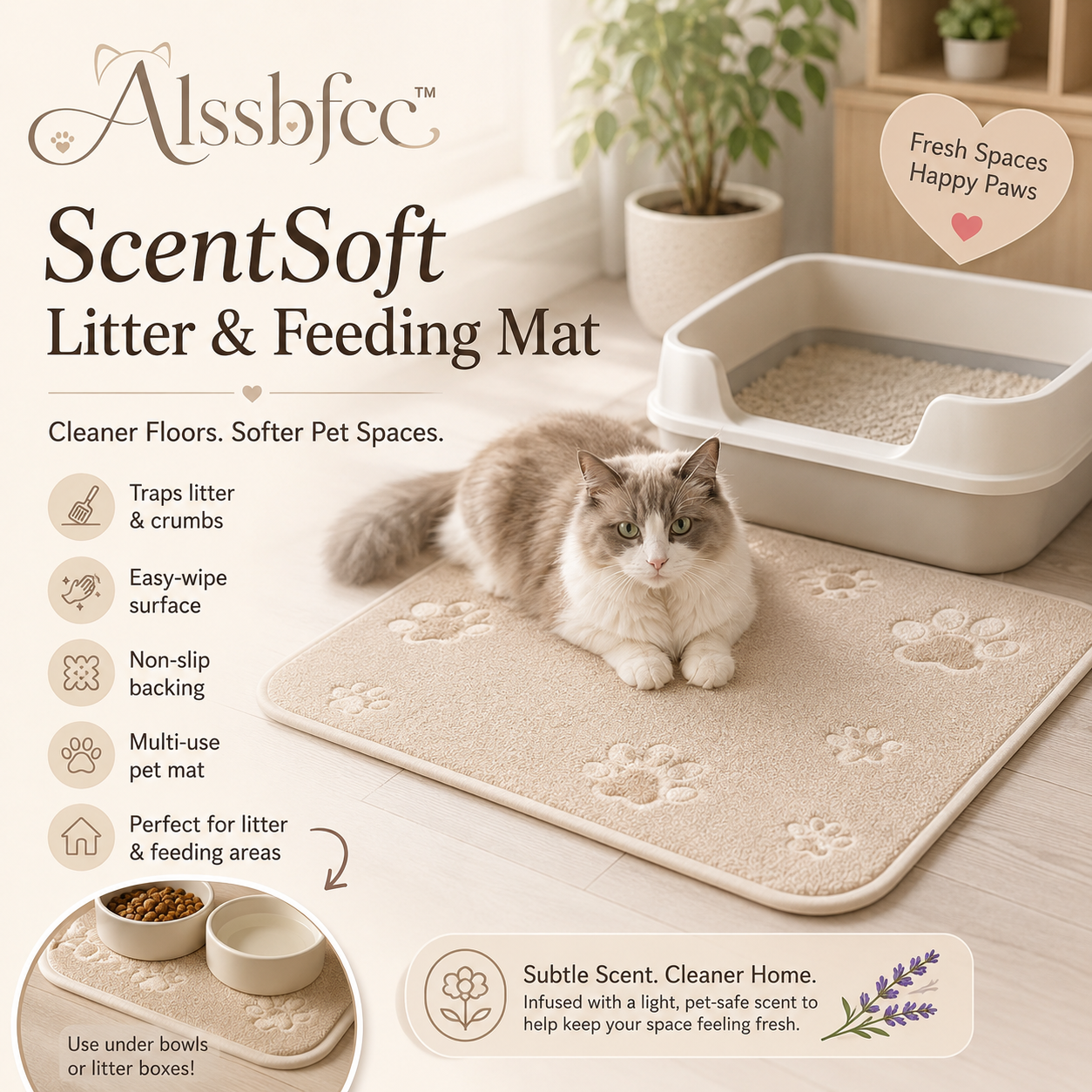 Alssbfcc™ ScentSoft Litter & Feeding Mat