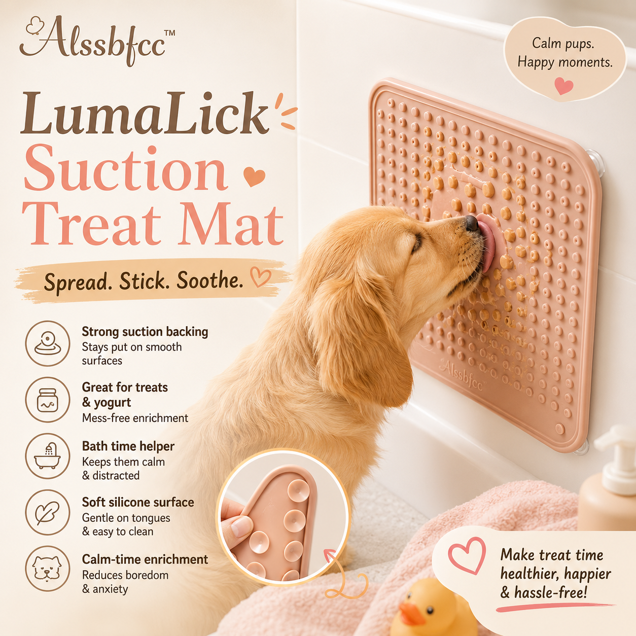 Alssbfcc™ LumaLick Suction Treat Mat