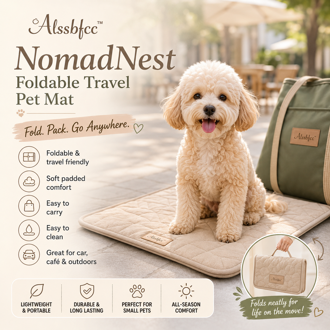 Alssbfcc™ NomadNest Foldable Travel Pet Mat